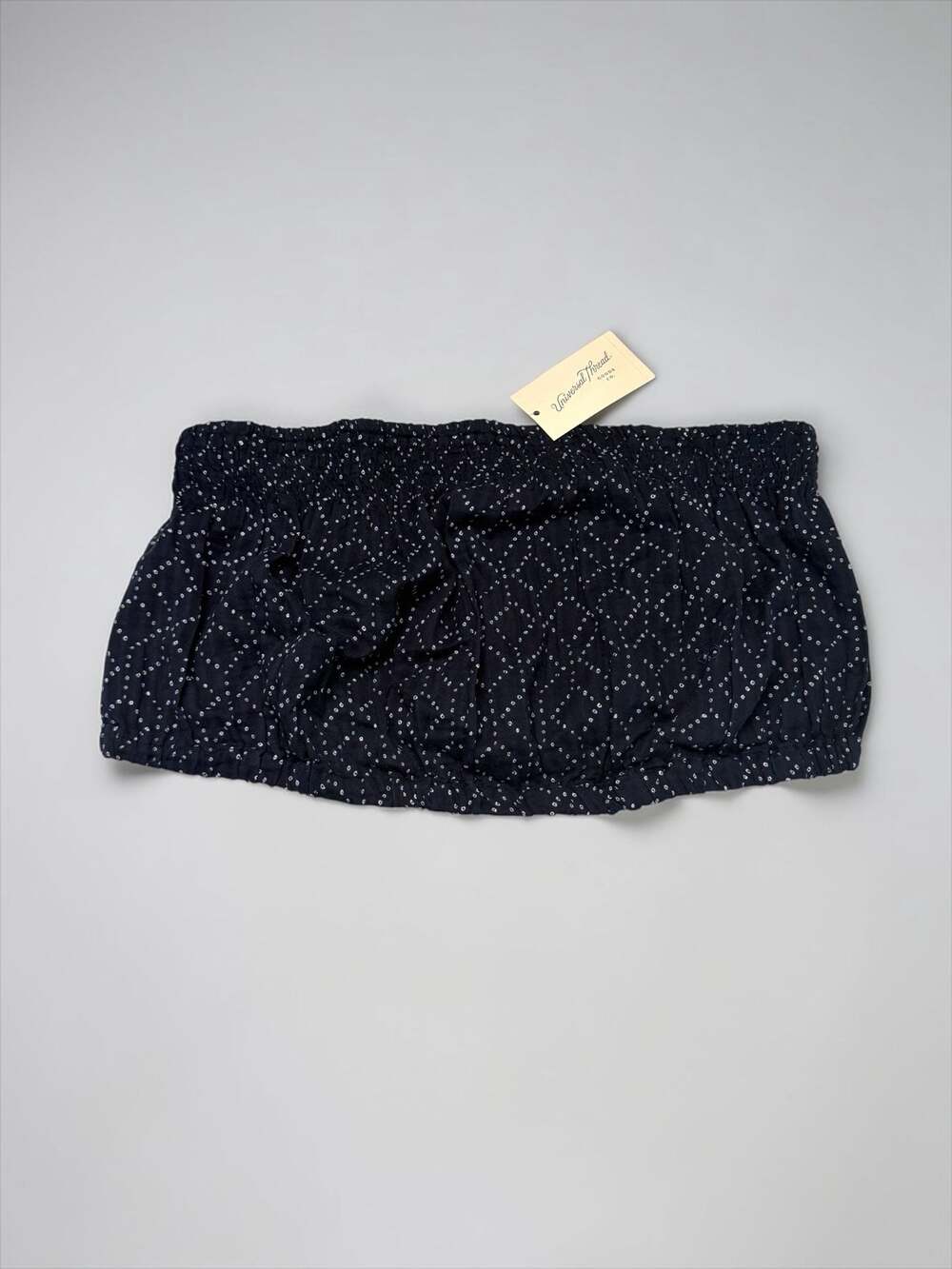 Universal Thread Navy Blue Dotted Smocked Bandeau Crop Tube Top